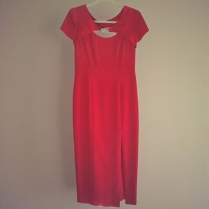 Donna Ricco Scarlet Maxi Dress with Sexy Leg Slit